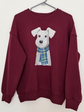NEW Dog Lover Sweatshirt Bundle XS S Burgundy Terrier Cozy Set Zoe Liv Set of 2